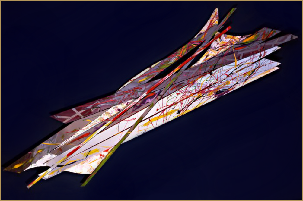 . Ship Of Dreams . 1981. Acrylic, Oil, Lacquer, Glitter On Silver And Bronze Mirror. 106" On Diagonal.