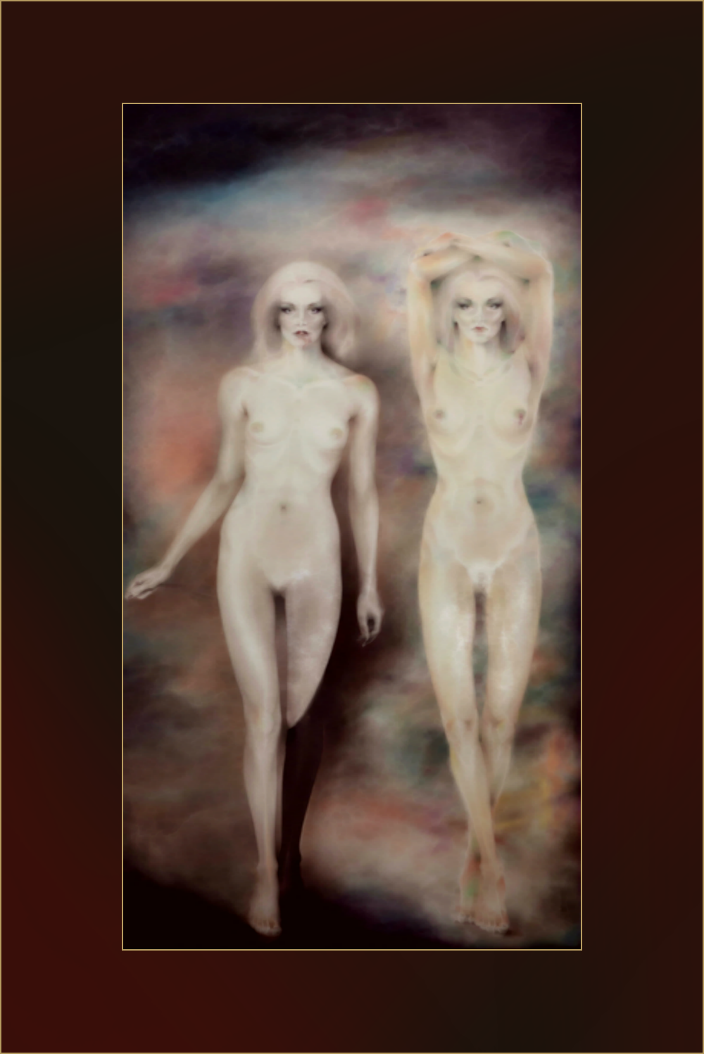 . Church And Science . 2004. Eye Shadow On Silver Mirror. 85 X 43”.