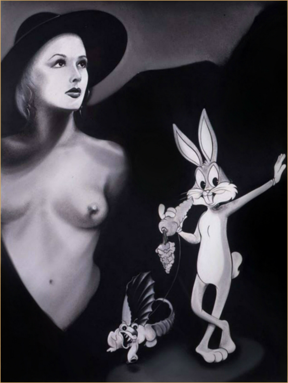 . Leash (What's Up Doc?). 1985. Conte On D'Arches Paper. 30 x 22.5.