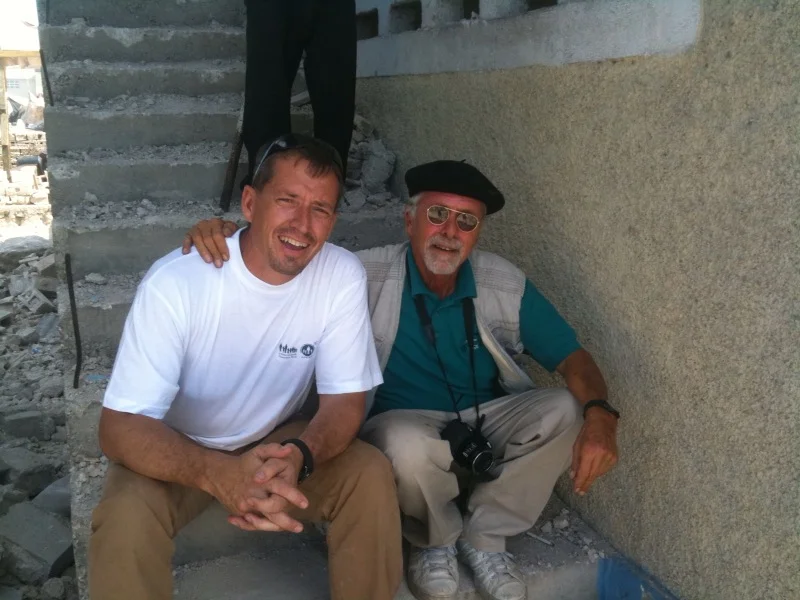 Michael Bonderer and Rob Beckham on the job in Haiti.