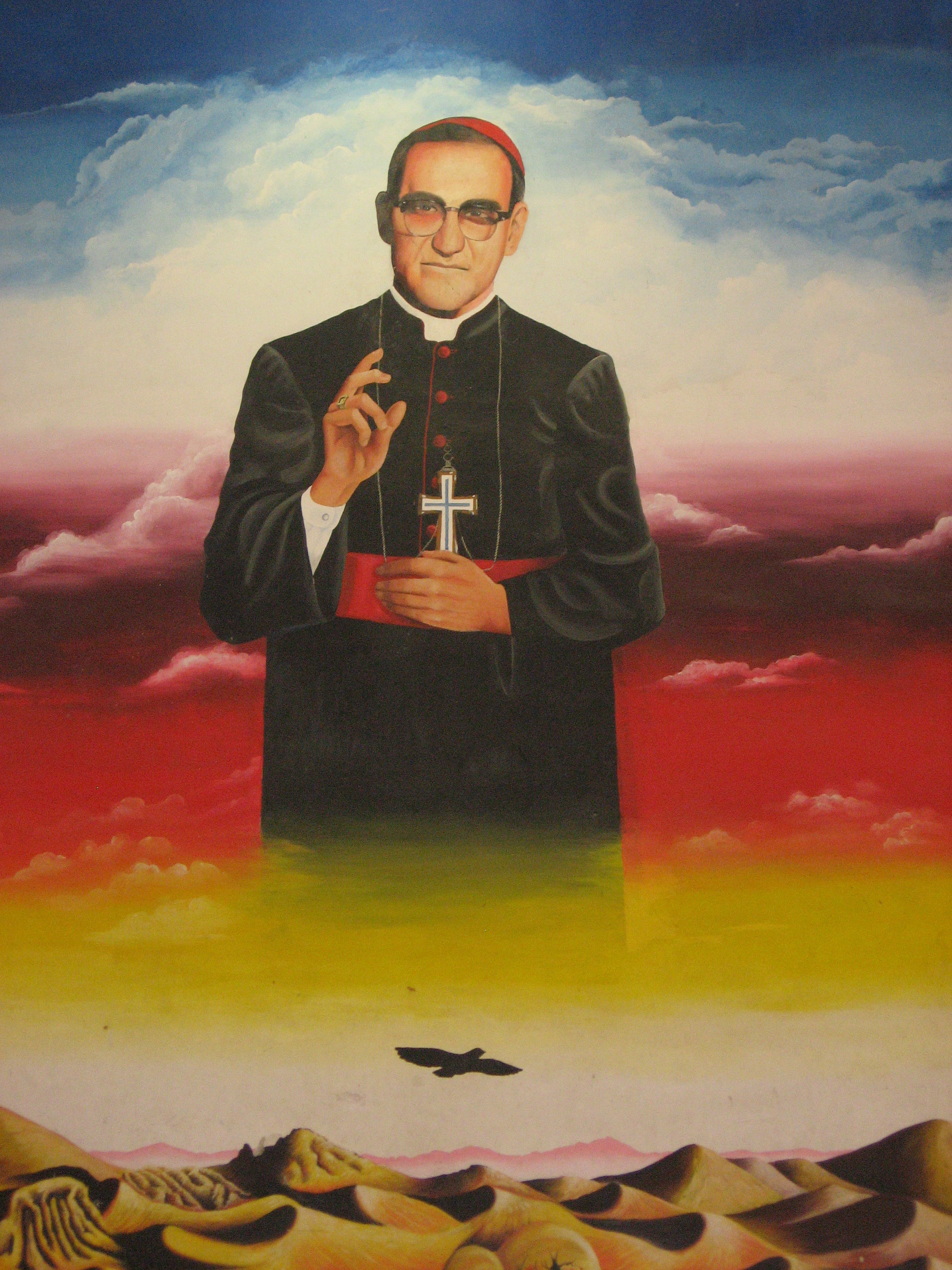 A mural of Archbishop Romero at the University of El Salvador. (Photo credit: Pedro Nonualco )