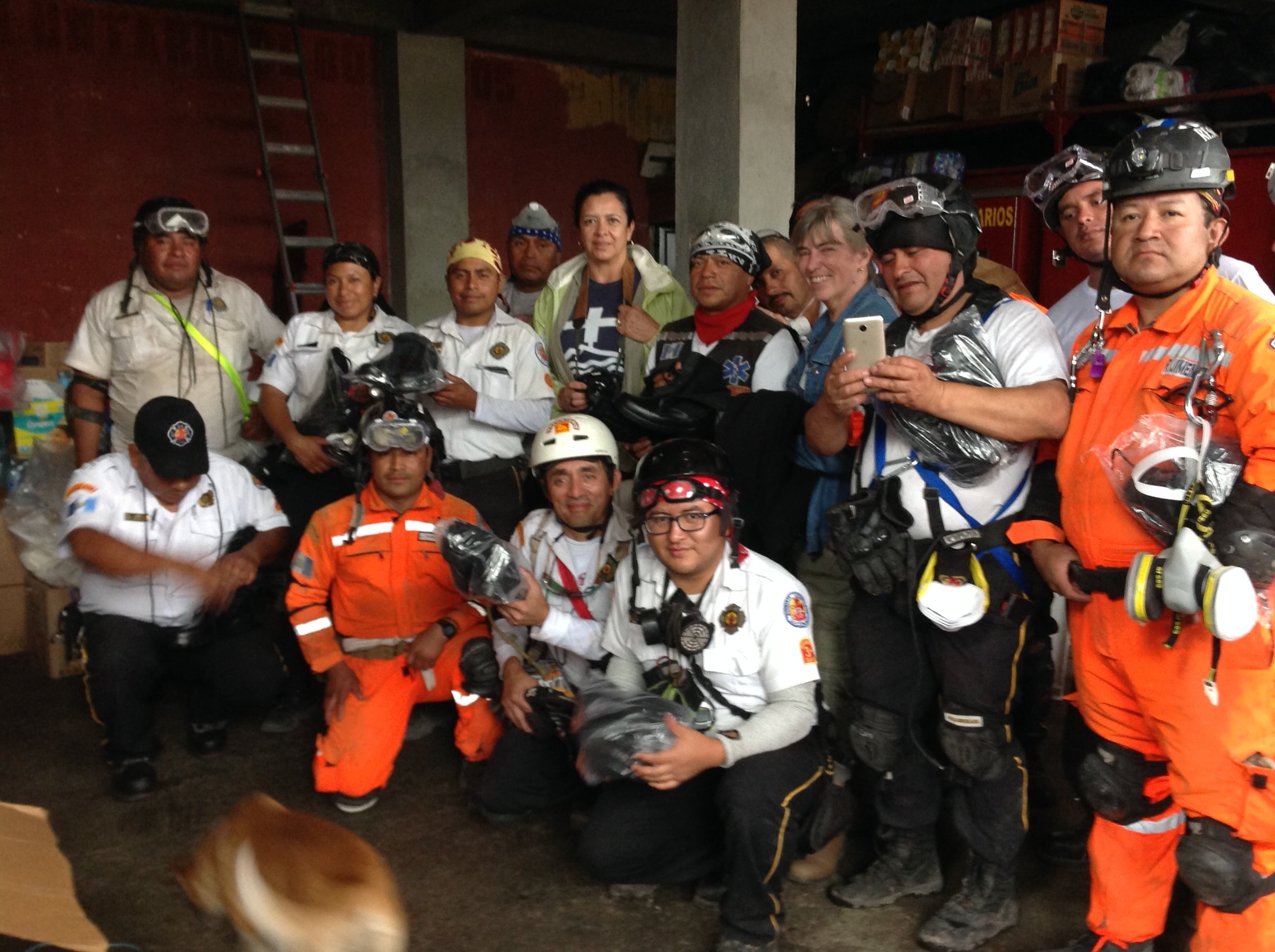 Some of the fire fighters and first responders at the Alotenango Rescue Staging Center.jpg