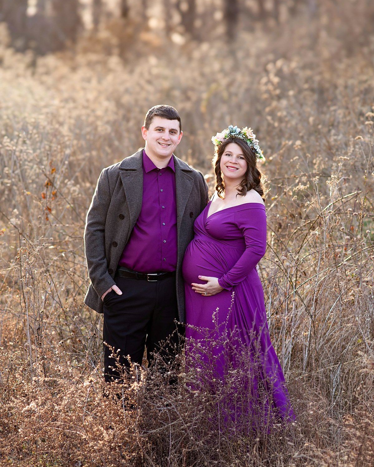 Some sessions are just beautiful from start to business, and this gorgeous maternity session at The Carillon in Richmond, VA was exactly that. This mama arrived in the most stunning violet gown, and when the golden hour light hit the meadow grasses a