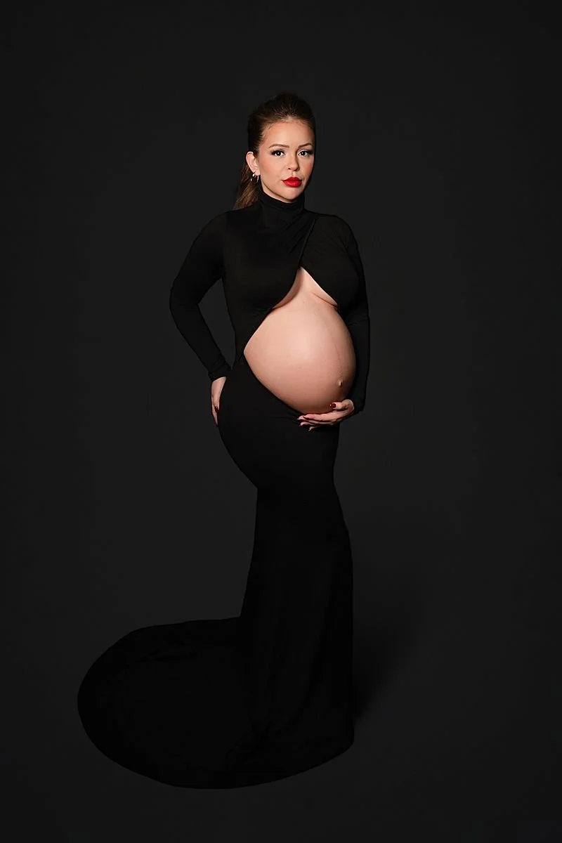 sexy black maternity dress for photography Richmond Virginia