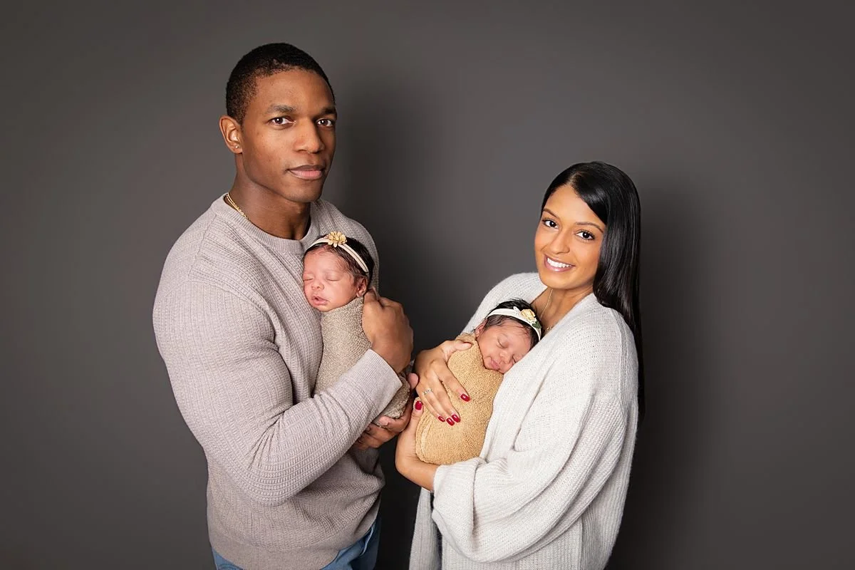 Twin newborn family portrait, Sarah Kane Photography, Chesterfield VA