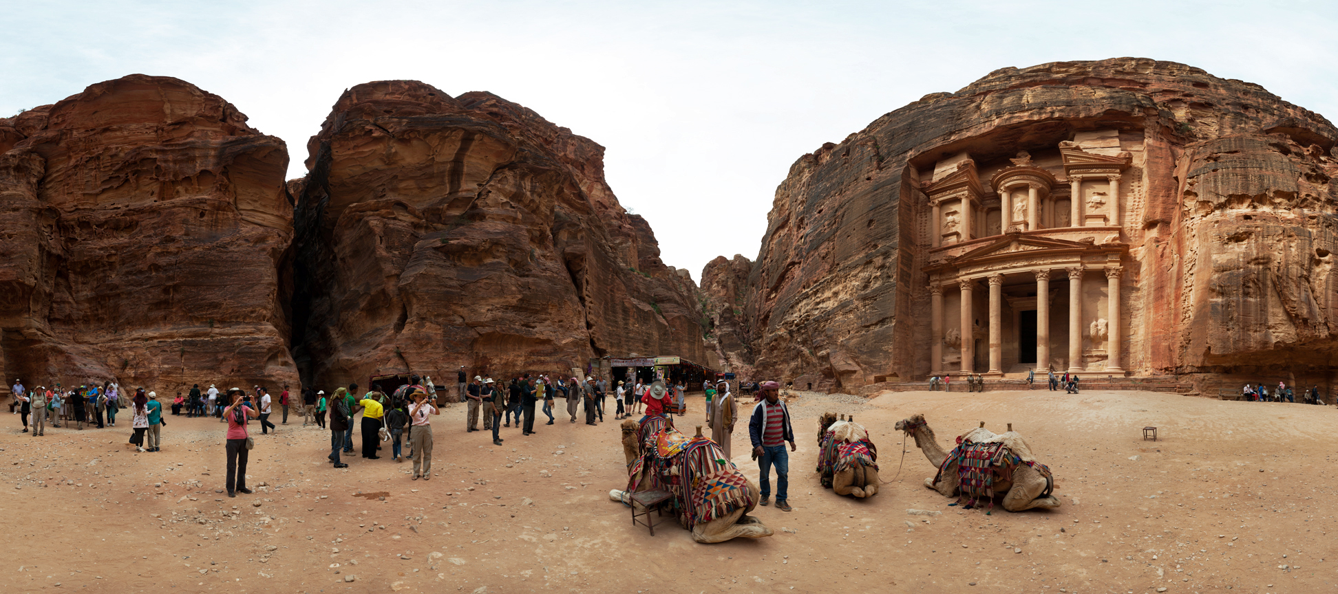 Standing among tourists by the Treasury in Petra, Jordan. ( Interactive Petra Tour )