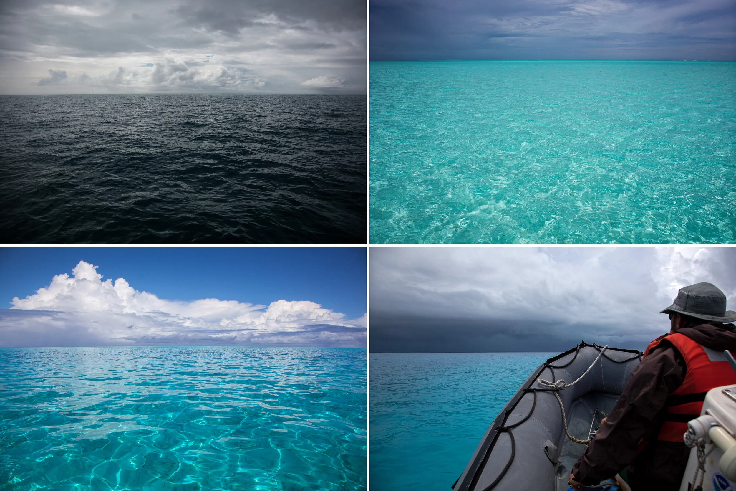 Some of the seas and skies encountered while boating around the atoll during a multiple-month science field season. ( Pearl and Hermes Atoll )