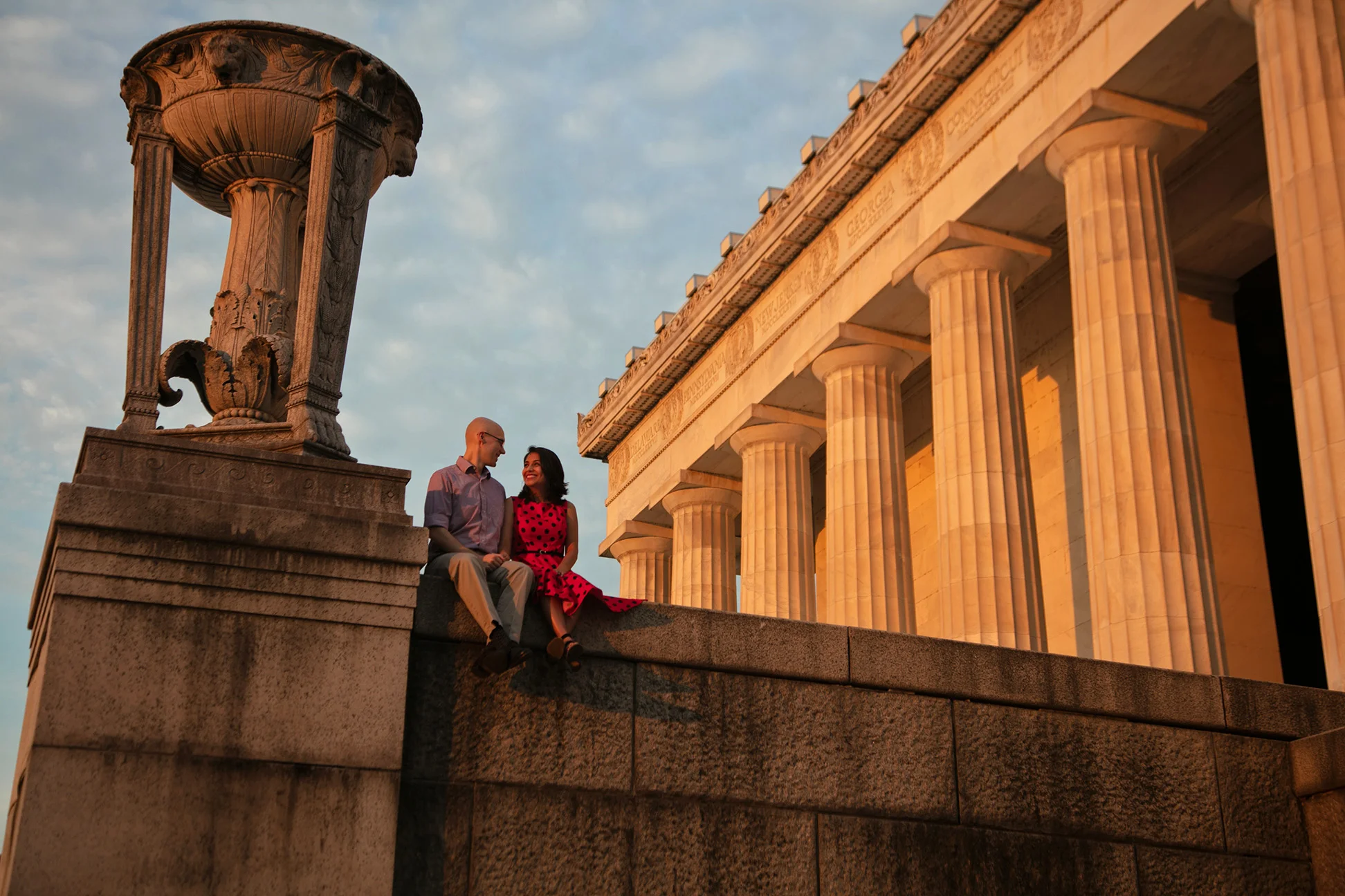  Benafsha and Matt’s sunrise engagement shoot at the Lincoln Memorial. 