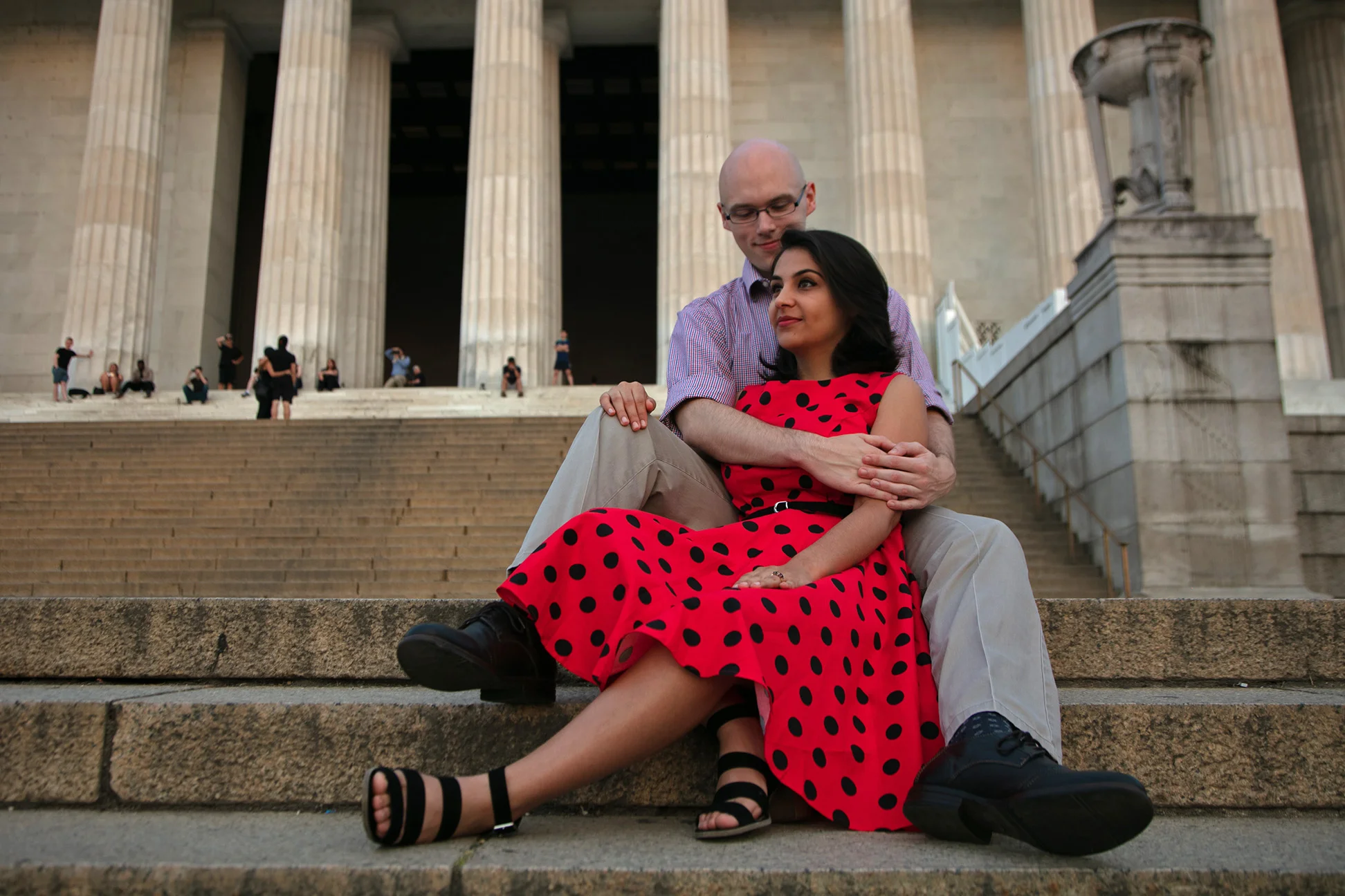  Benafsha and Matt’s sunrise engagement shoot at the Lincoln Memorial. 