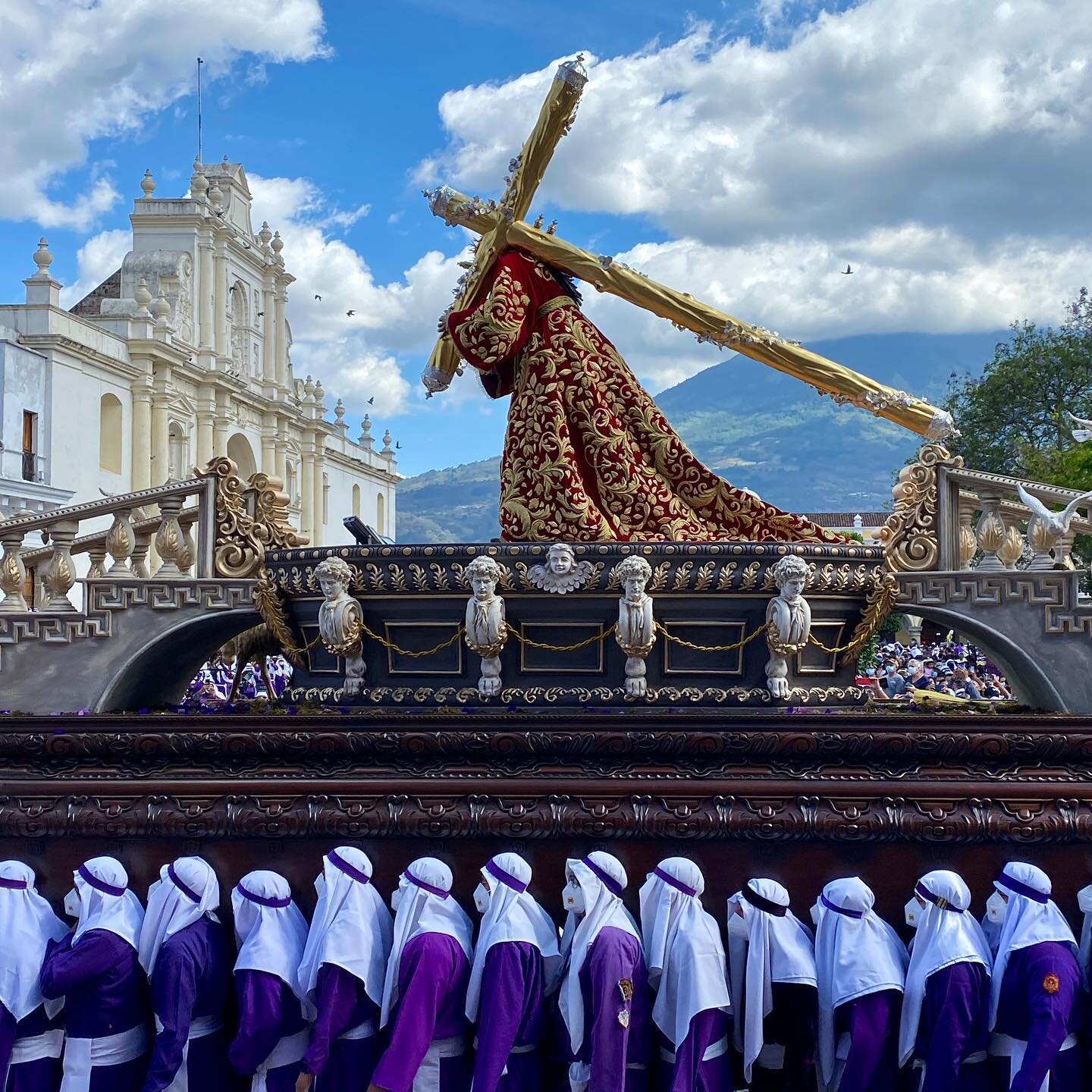 Semana Santa (Holy Week) in Antigua Guatemala is celebrated with a series of processions and elaborate street displays created from colored sawdust and other natural materials. After being canceled for the past 2 years, these traditions are back for 