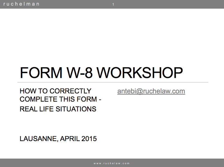 Form W-8 Workshop