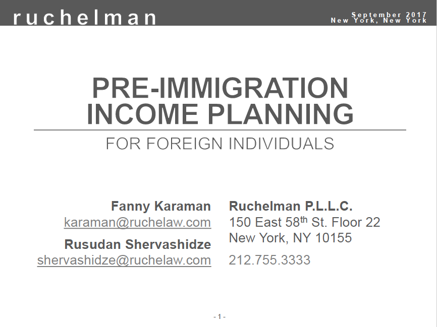 Pre-Immigration Income Planning for Foreign Individuals