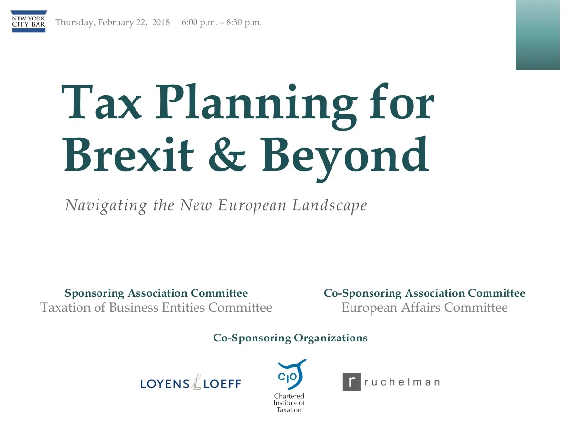 An Evening at the City Bar: Tax Planning for Brexit and Beyond