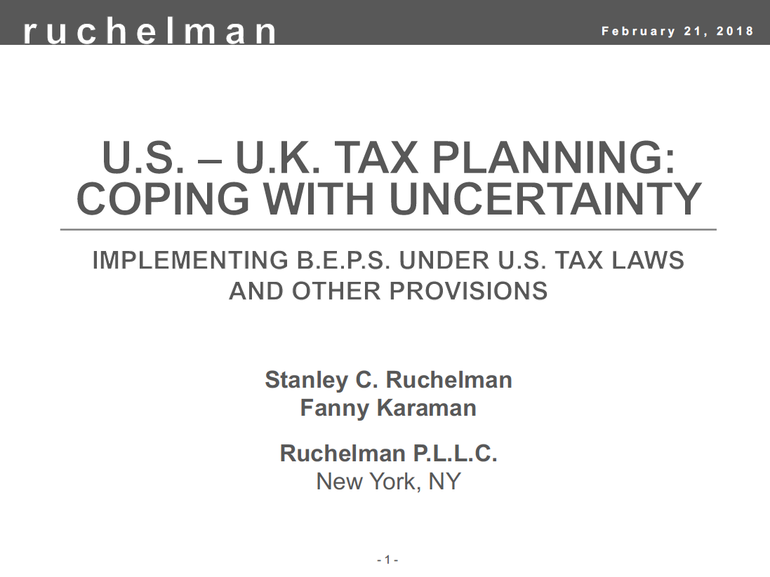 U.S. – U.K. Tax Planning: Coping with Uncertainty