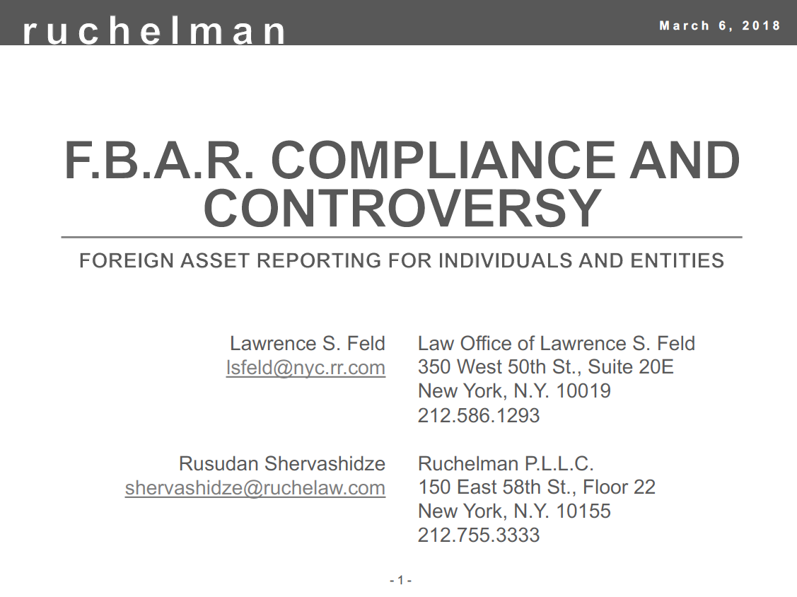 F.B.A.R. Compliance &amp; Controversy