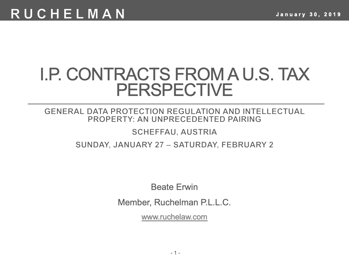 I.P. Contracts from a U.S. Tax Perspective