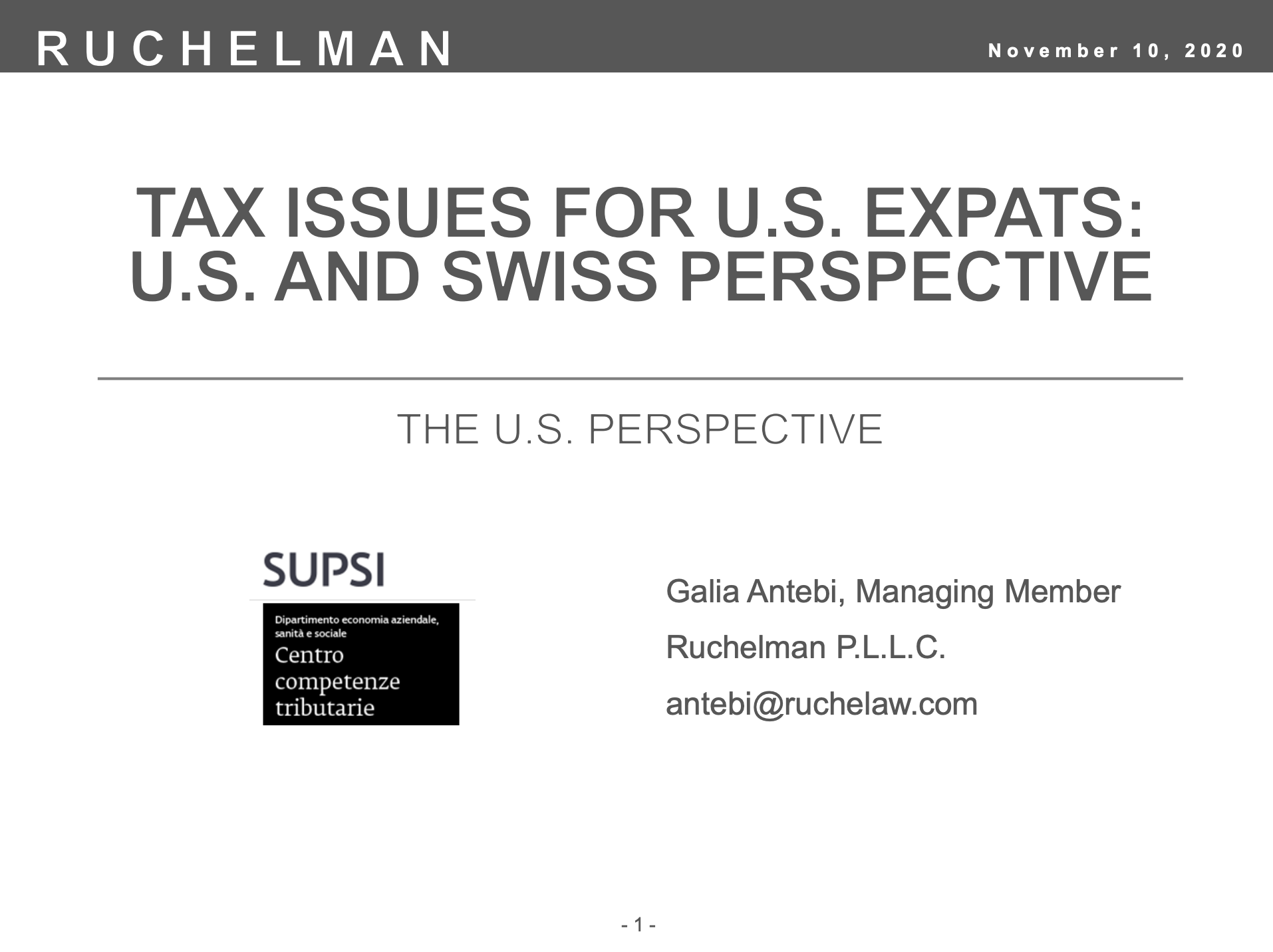 Tax Issues for U.S. Expats: U.S. and Swiss Perspective