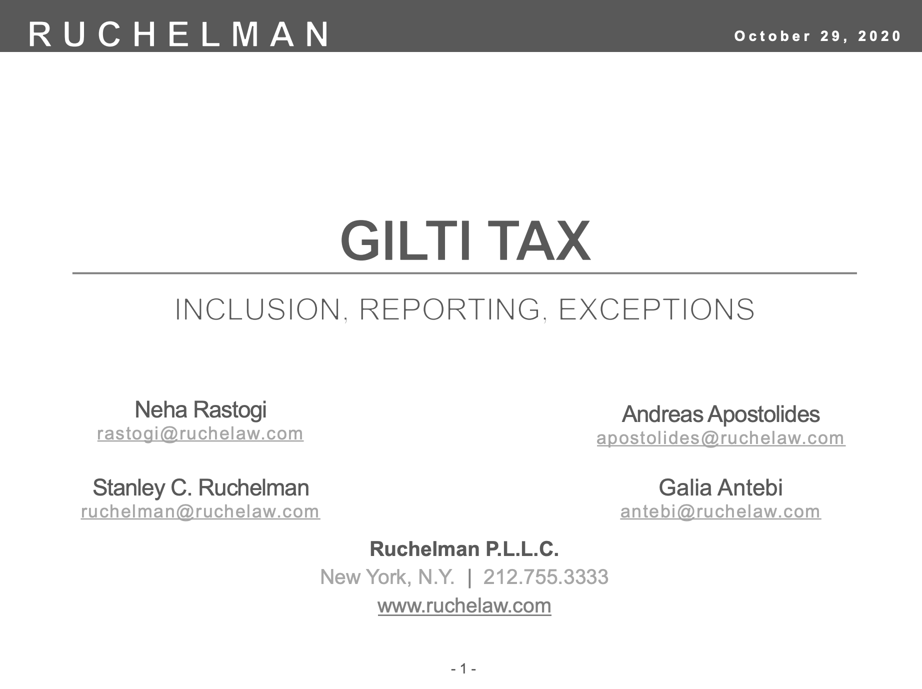 Webinar | G.I.L.T.I. Tax: Inclusion, Reporting, Exceptions