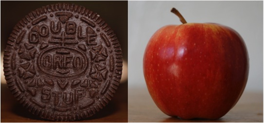 Calories in Oreo Cookie versus Apple