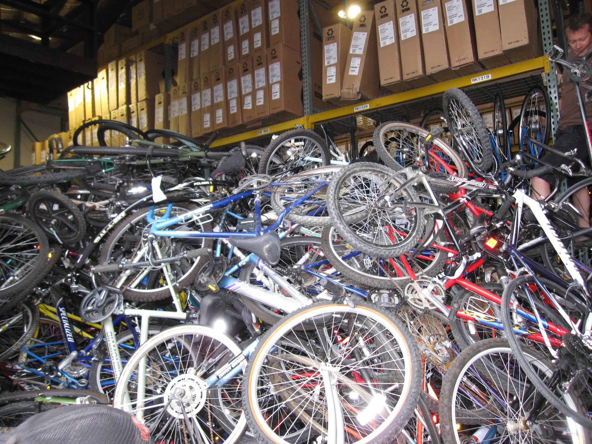 The bikes filled one entire bay of our warehouse, from wall to wall.