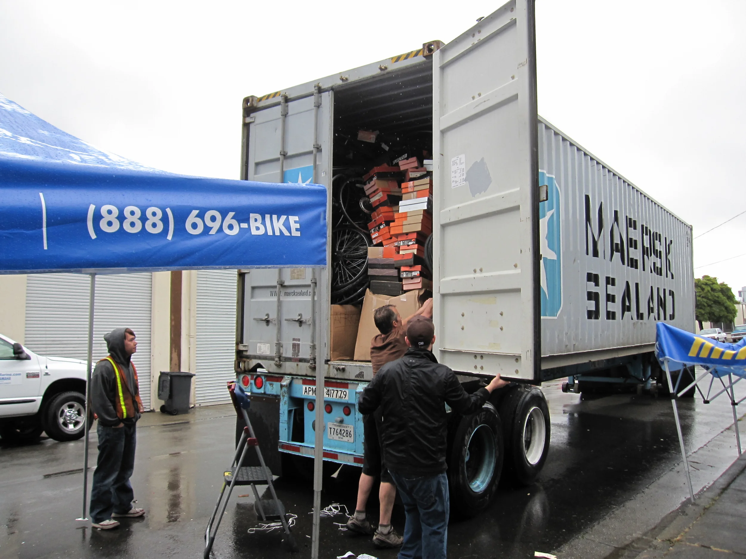 After loading the last few things in to the container, we sealed it for the journey to Africa.