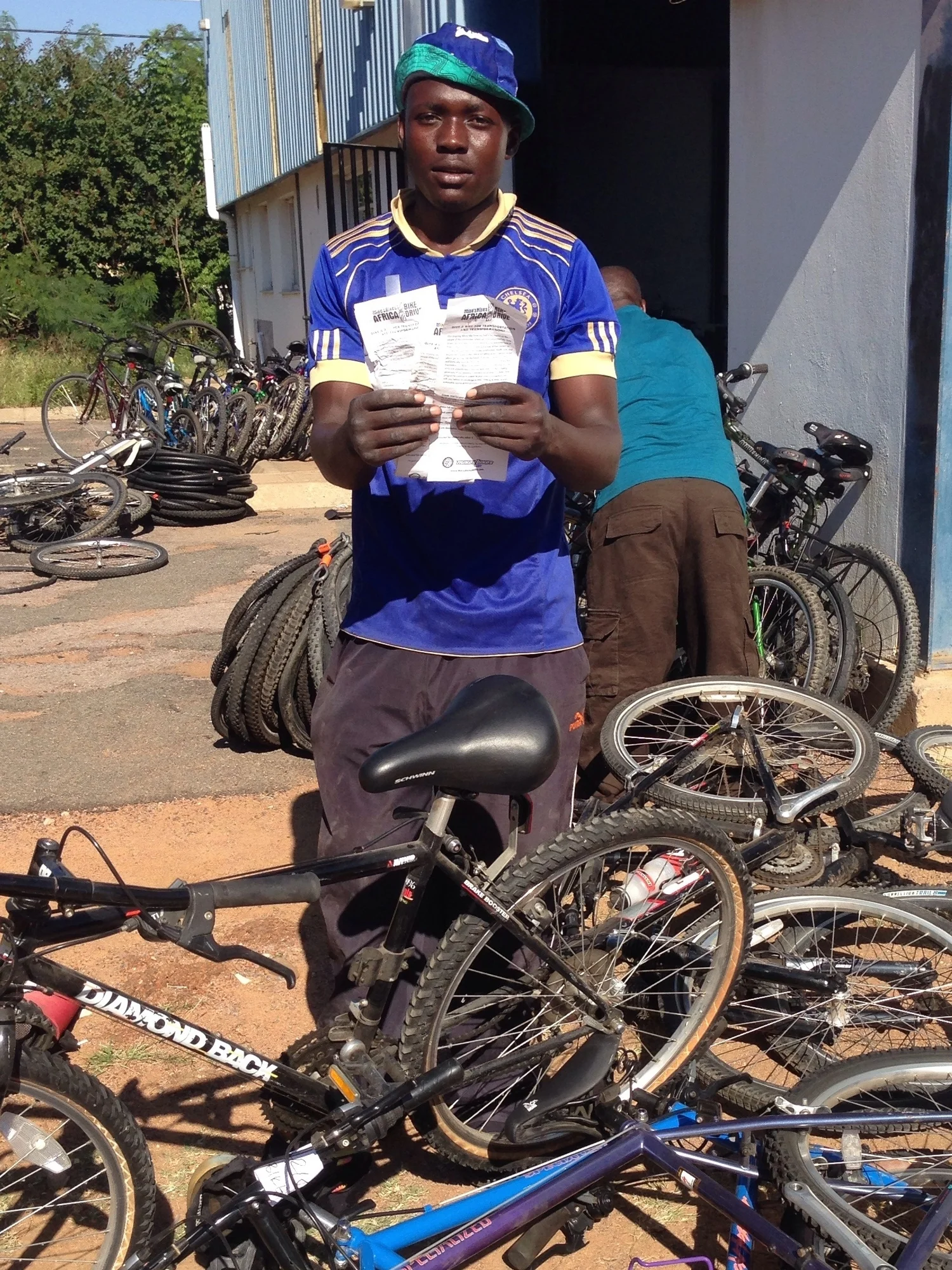 Refine with his new stock and slips from our bike donors in California.