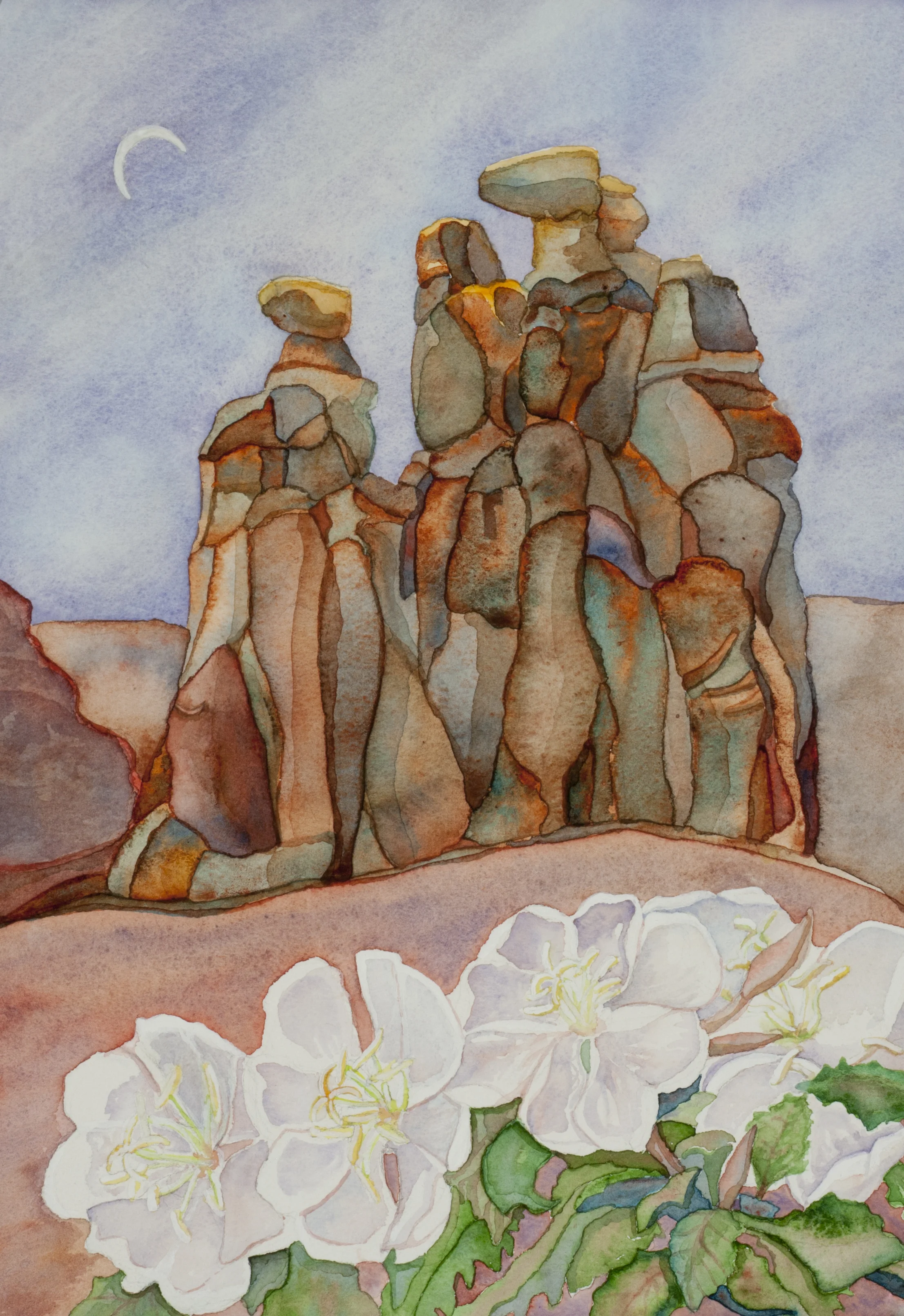 Gossips and the Moon with Evening Primrose