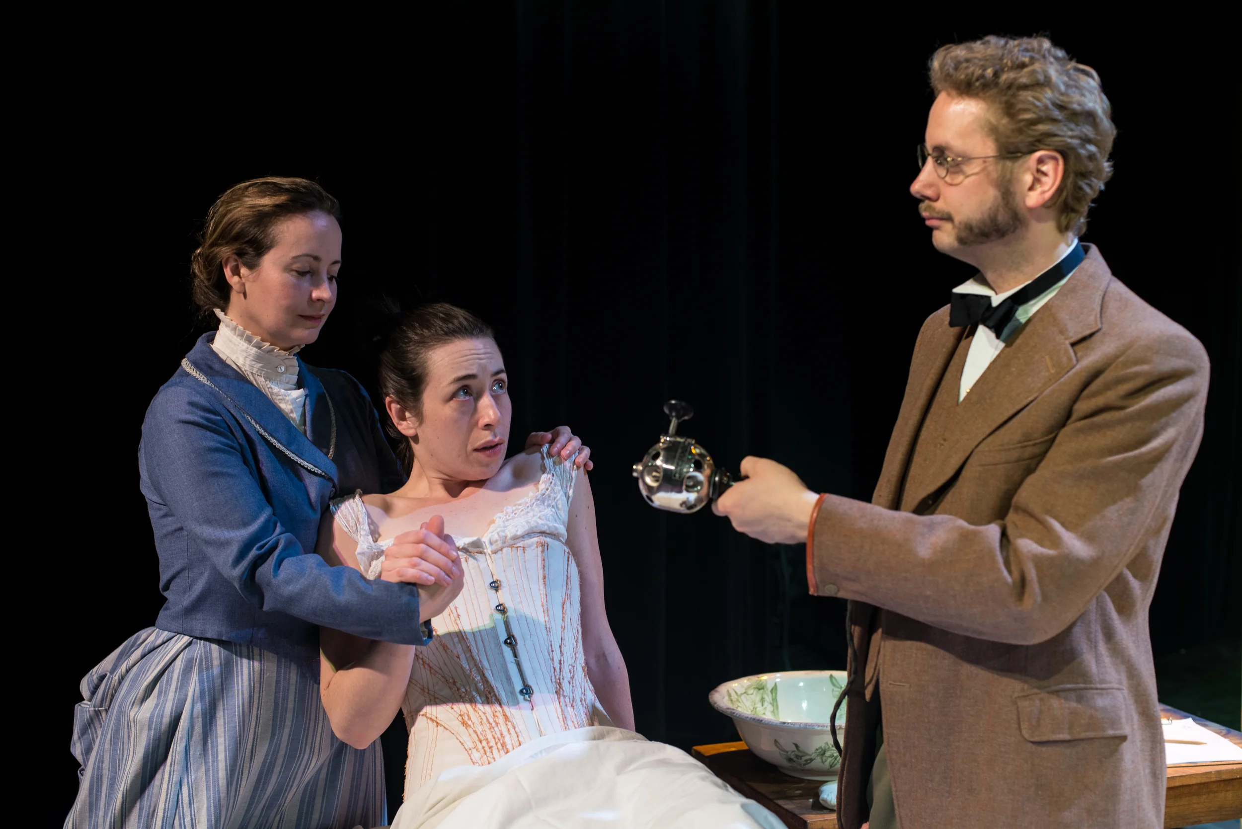 Annie (Michelle LeBlanc), Mrs. Daldry (Sarah Finn), & Dr. Givings (David Whiteley) Photography by A. Alexander