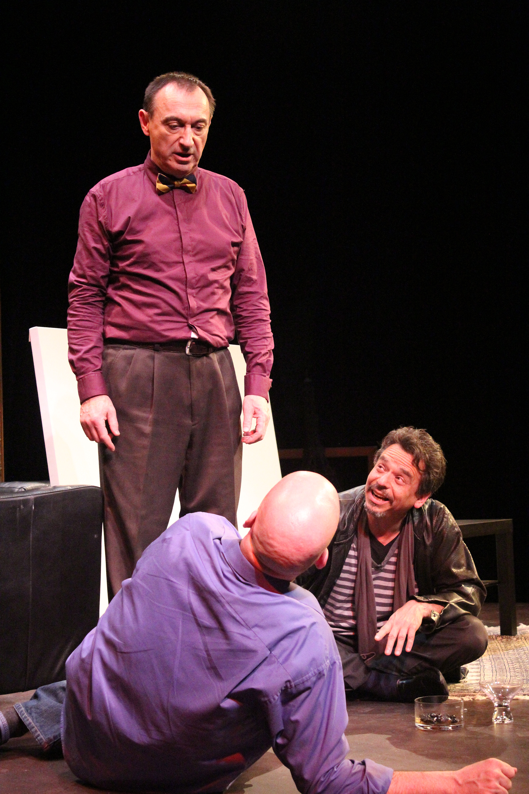   (L to R) Serge (Robert Marinier), Yvan (Andy Massingham) and Marc (David Frisch) contemplate friendship and well, art, in the comedy,   'Art'   Photography by Julie Le Gal 