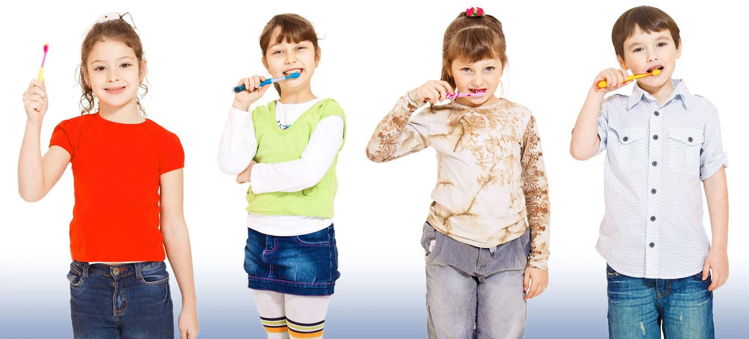 Decorative image of kids with toothbrushes
