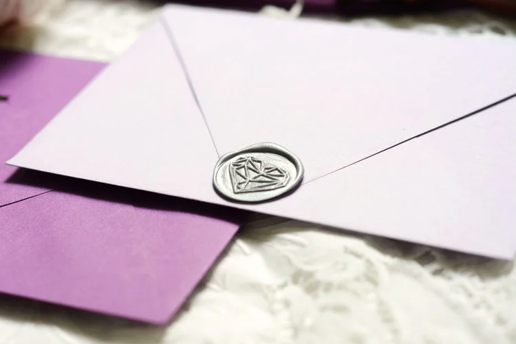 geometric heart wax seal