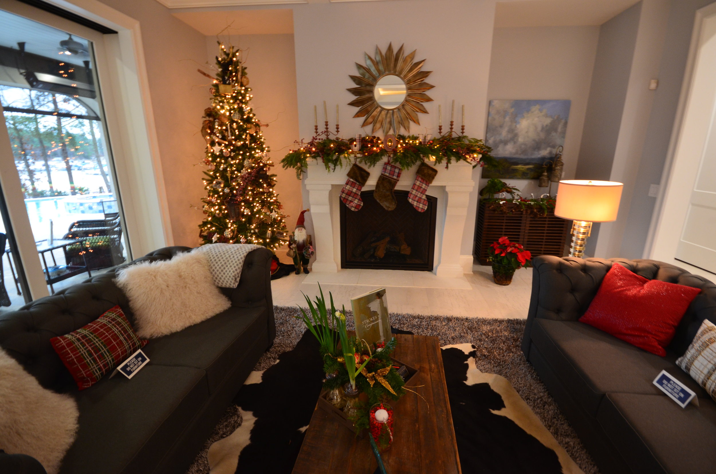 Great room with holiday decor