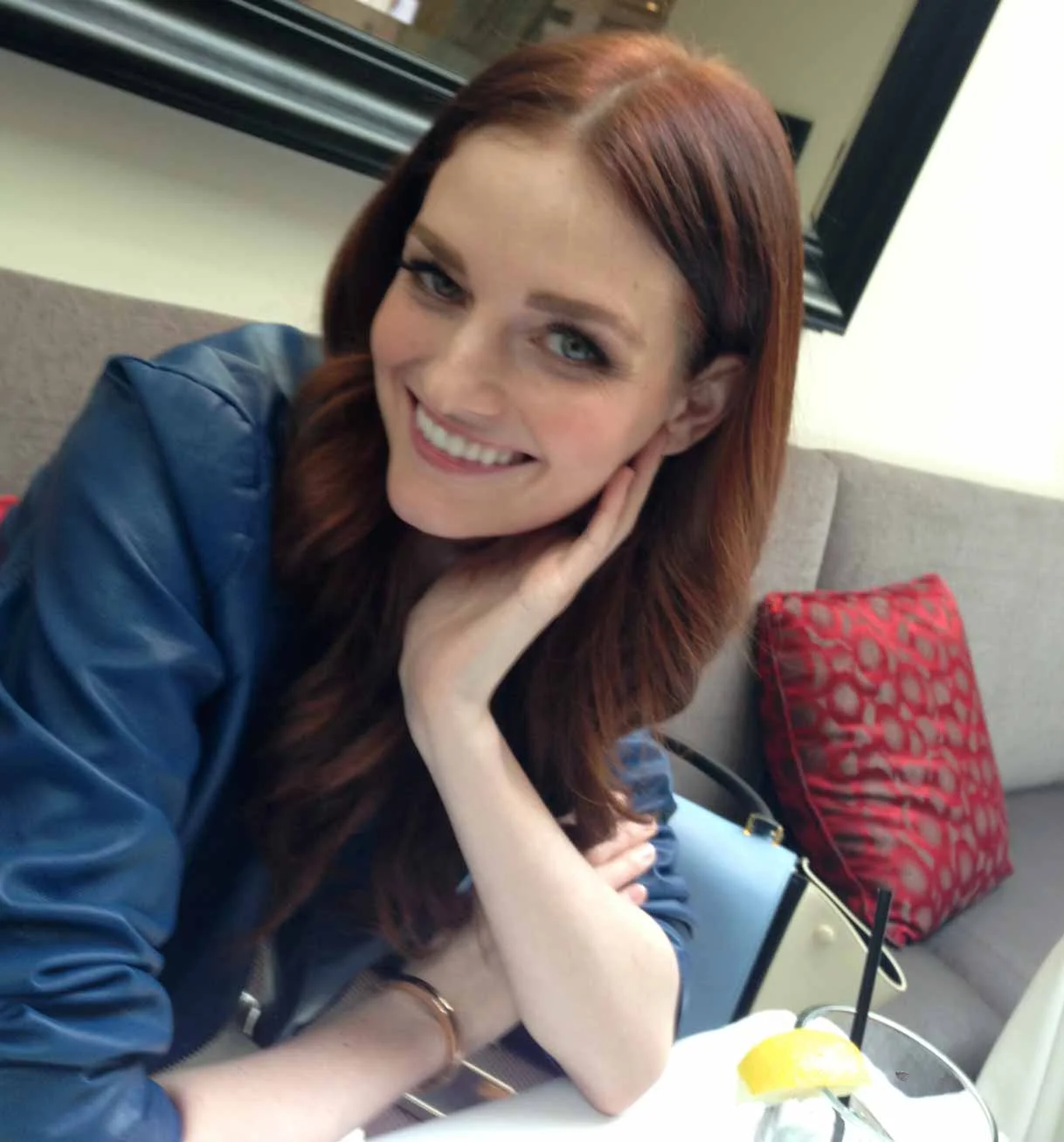 Lydia Hearst at the On Rodeo Bistro at the Luxe Hotel Rodeo Drive wearing fashion from Revolve. She's happy and in love with one Kevin Connolly—the man who gave her that Bvlgari bracelet for their one year anniversary. Ring to follow? She wouldn't even tell me what she got him. Can you imagine? A Bentley maybe? 