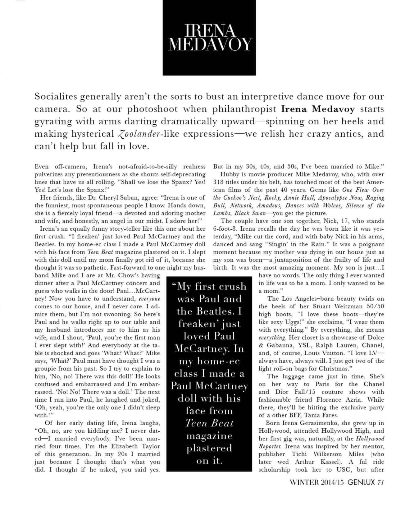 IRENA MEDAVOY INTERVIEW