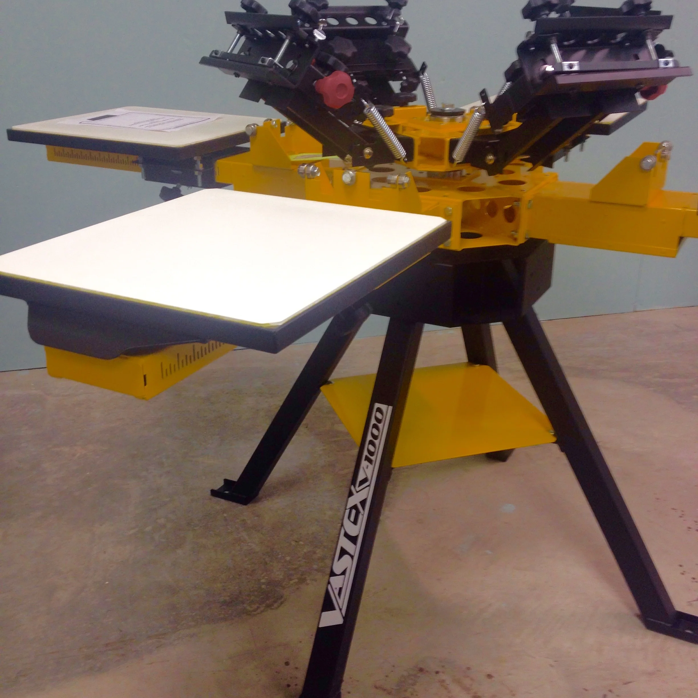 Studio is equipped with a 4 colour Vastex V-1000 Press and D-1000 Conveyor dryer to ensure professional quality printing