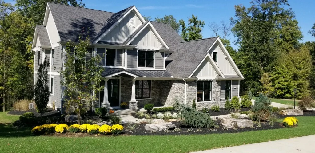 New professionally designed landscaping at our model home in Woodland Trace Development.