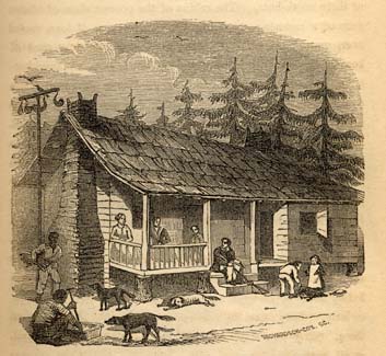 Small planter's house in South Carolina, 1856, from Frederick Law Olmsted's Journey in the Seaboard Slave States . Courtesy of the University of North Carolina.