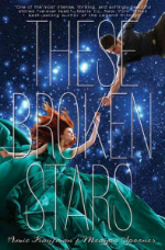 These Broken Stars by Amie Kaufman and Meagan Spooner. This is the first book in the Starbound trilogy. It's a night like any other on board the Icarus. Then, catastrophe strikes: the massive luxury spaceliner is yanked out of hyperspace and plummets into the nearest planet. Lilac LaRoux and Tarver Merendsen survive. And they seem to be alone.