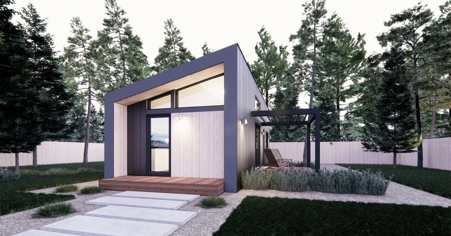 Exploring some Prefabricated ADU options for clients. Here&rsquo;s one of several we are developing in order to create products that are more accessible financially and faster to build/install than traditional construction. This one is our entry leve