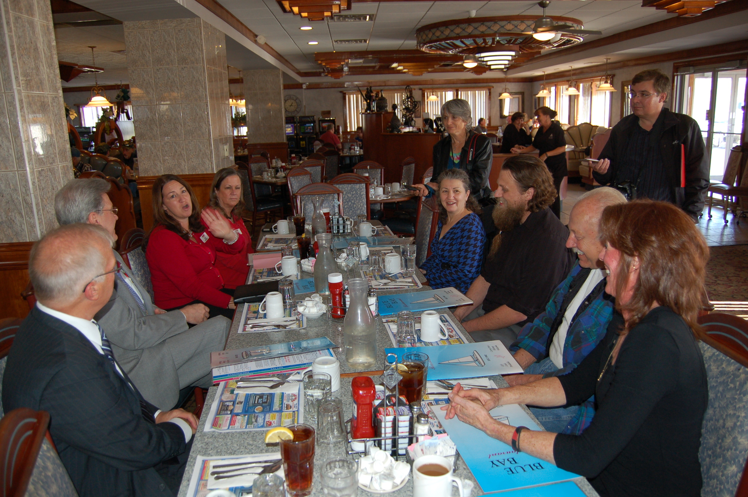 Senator Nass, APOPS Board President Robert Lawn, AARP Advoacy Director Lisa Lamkins, AARP Communictions Administrative staffer Arleen Casey, APOPS board director Suzanne Vella, Erik Palm, Don Palm, APOPS Founder/Executive Director Sherrie Palm