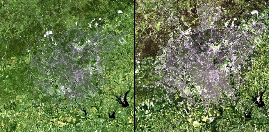 NASA image of San Antonio sprawl/growth from 1991 to 2010