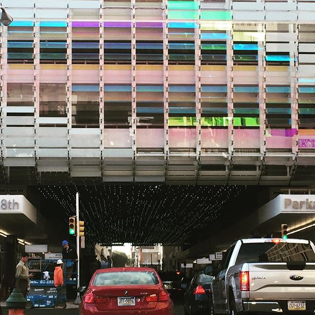 Love the facade of this parking garage on 8th Street. #colored panels #facade #architecture