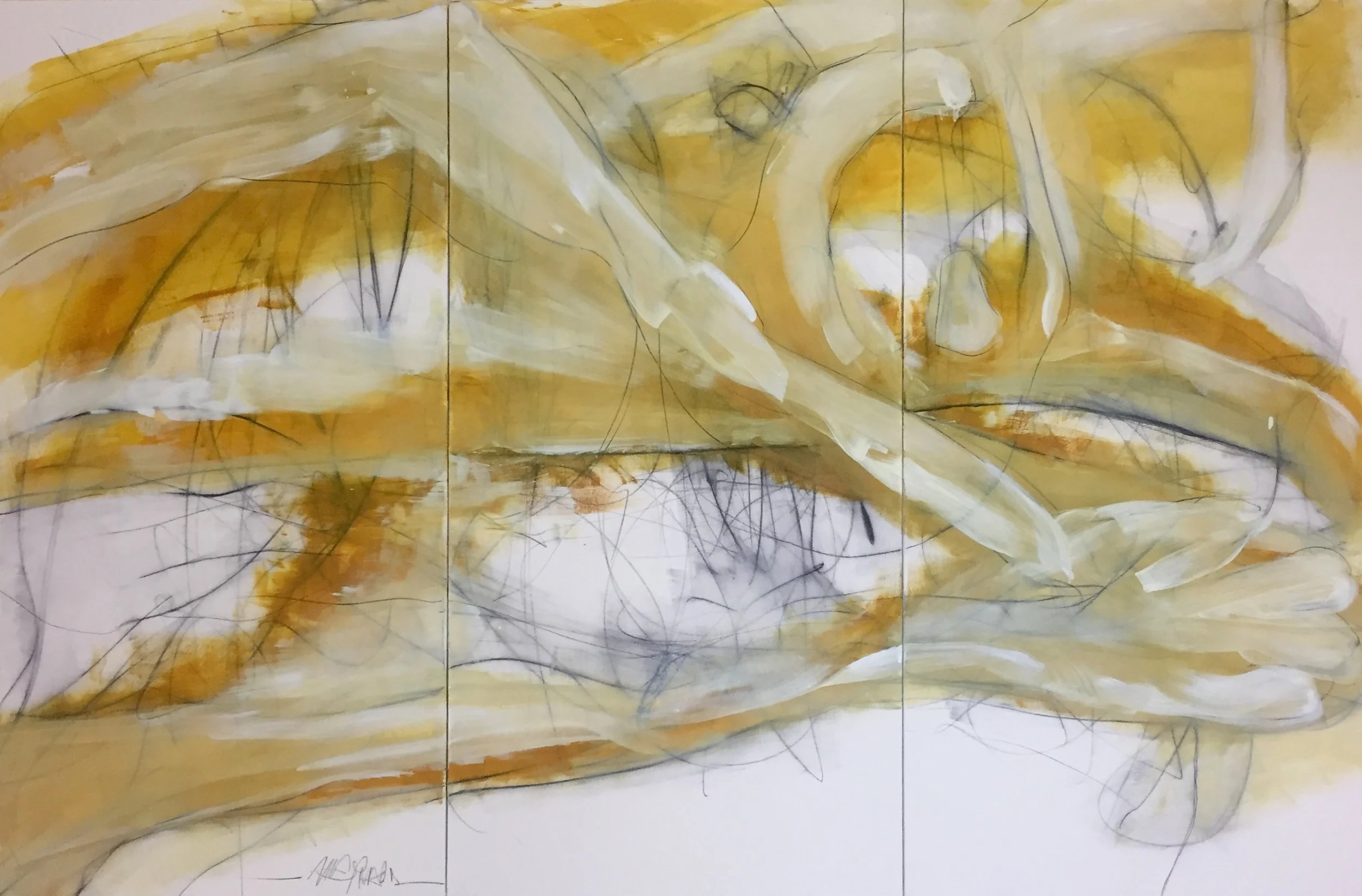 Triptych Oil on canvas - size 120x180 cm / 47x71 inches