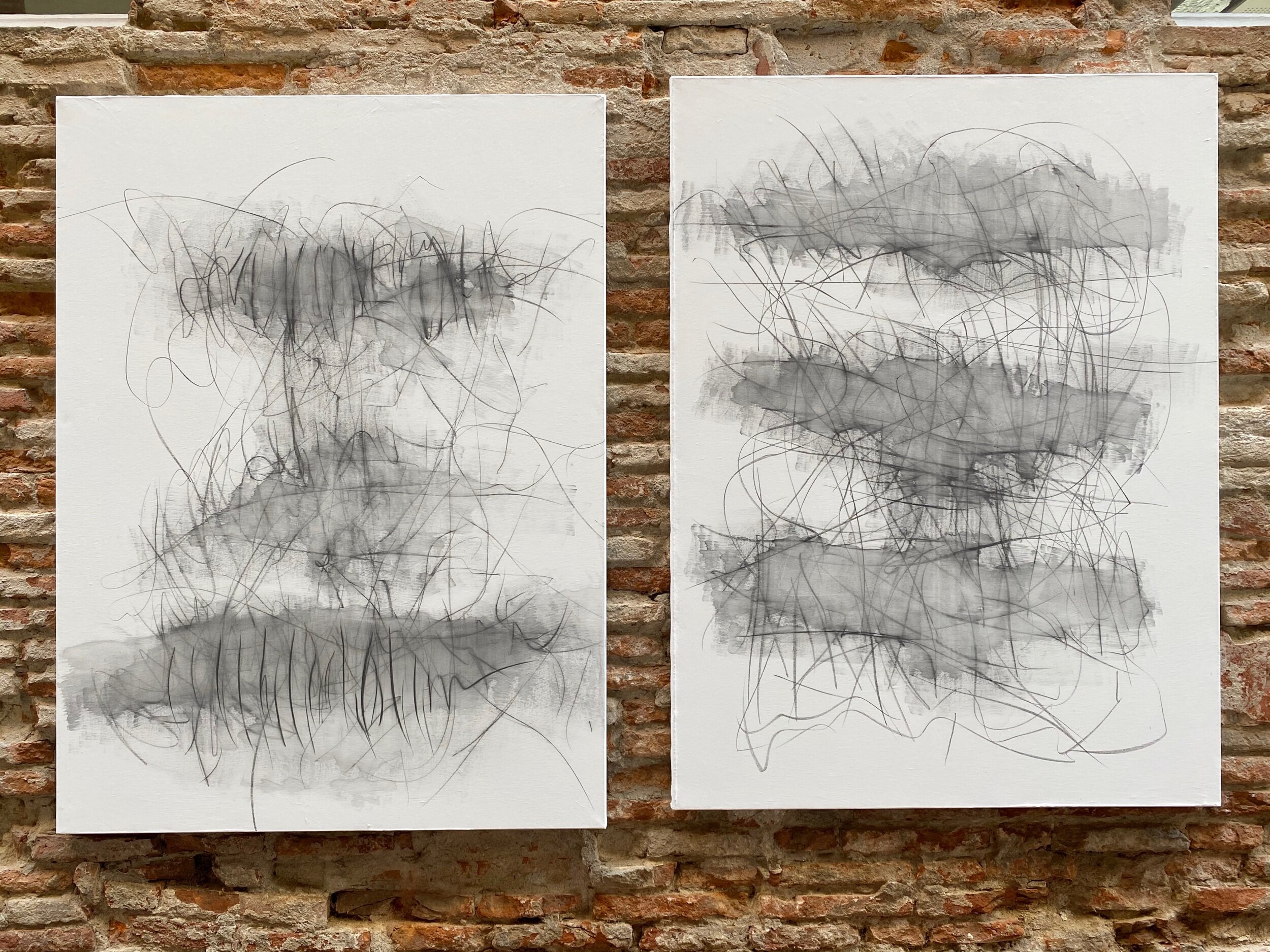 “Vanishing Point #7” - Diptych graphite on canvas - size 130x200cm / 51"x78"