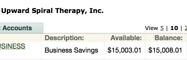 Here's a screenshot of our savings account...let's envision this at $50,000!
