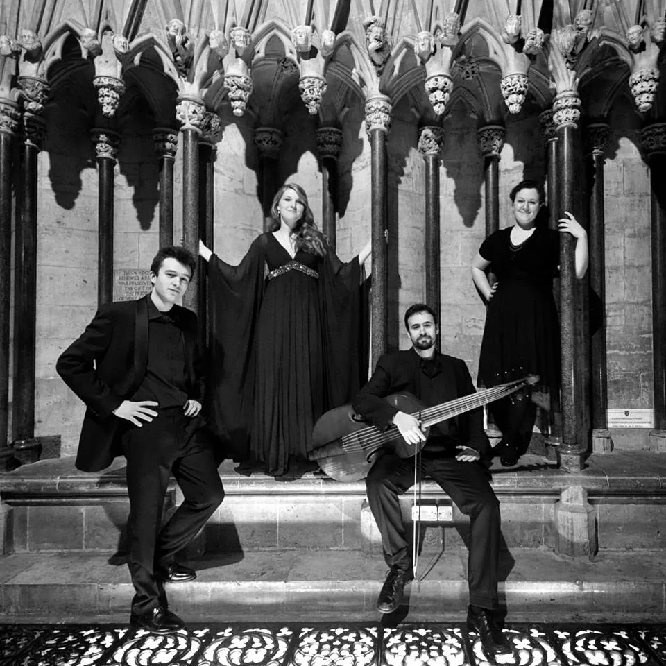 With Nicolas Haigh, Samuel Stadlen, and Cressida Sharp of L'Académie du Roi Soleil in the Chapter House of York Minster. © L'Académie du Roi Soleil