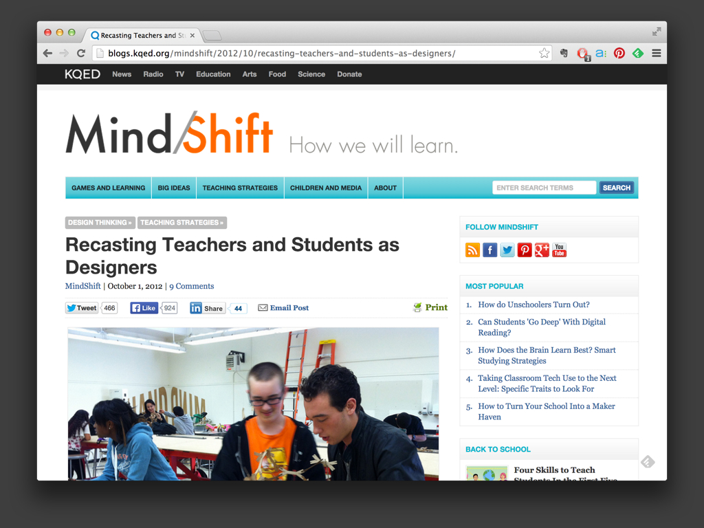 KQED - Mindshift - 2012