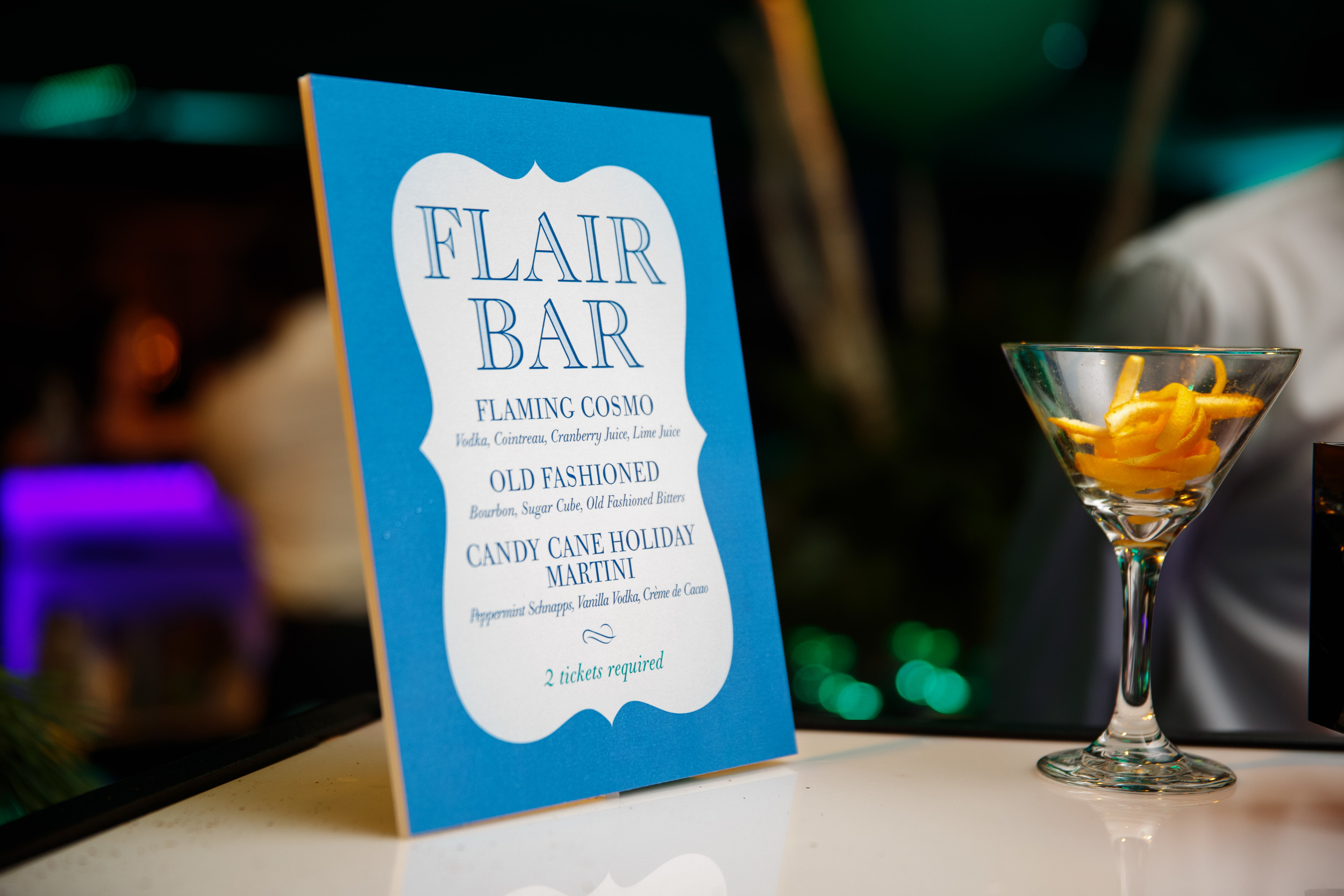 Flair bar menu. 