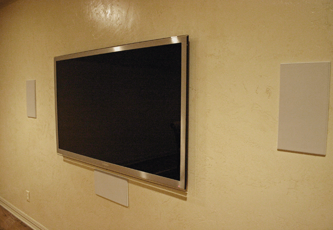 65" Samsung 9000 Series and Jamo 626 LCR Speakers in Theater Room