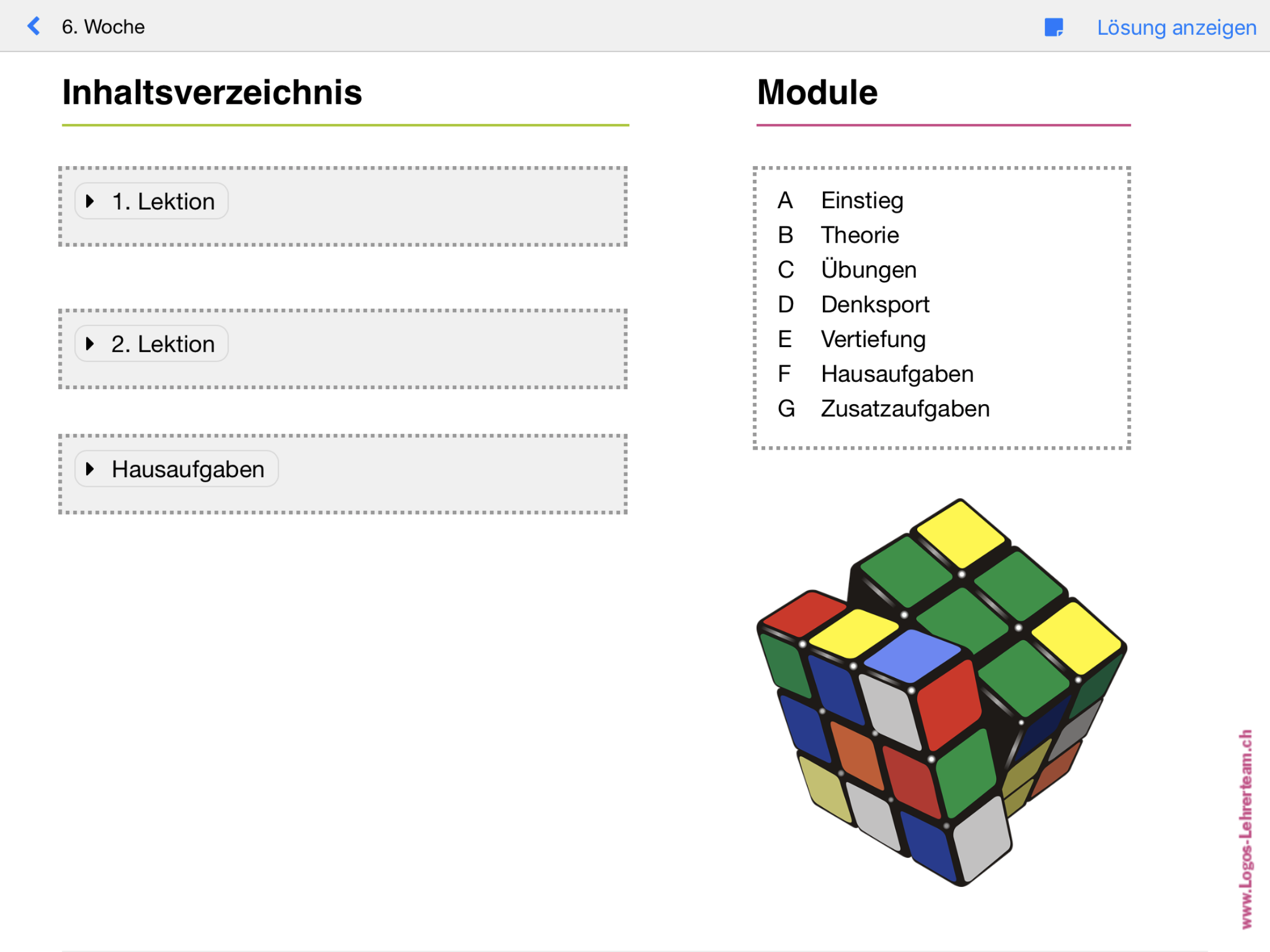 Inhaltsverzeichnis Woche 6